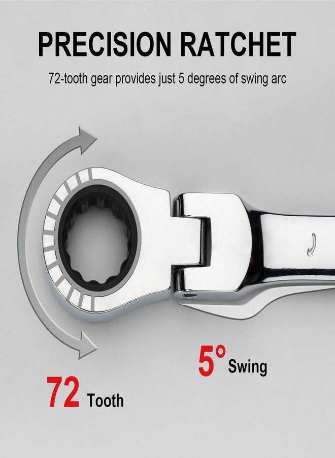 RECTITUDE 12 mm Flexible Head Gear Wrench, Industrial Grade Ratcheting Combination Spanner, Forged, Heat-Treated Cr-V Alloy Steel, Full Polished 12 Point, Metric, Wrench Tools, For Professional Use - Image 3
